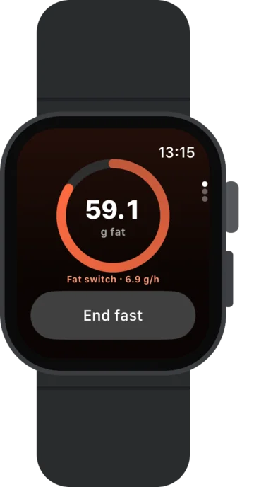 Unpause on Apple Watch showing 59 grams of fat